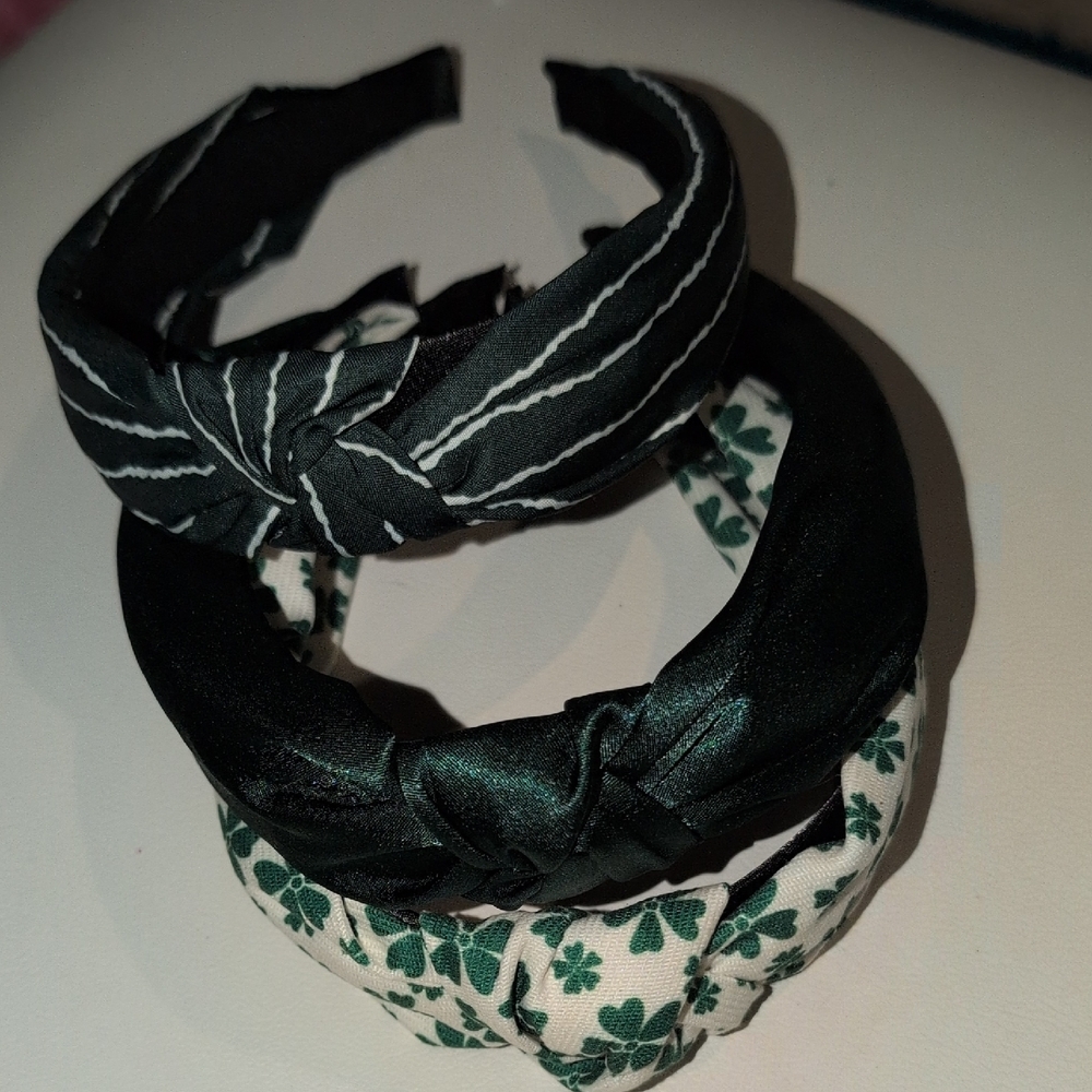 Elegant Green and White 3 Piece Headband Set - Picture 1 of 7